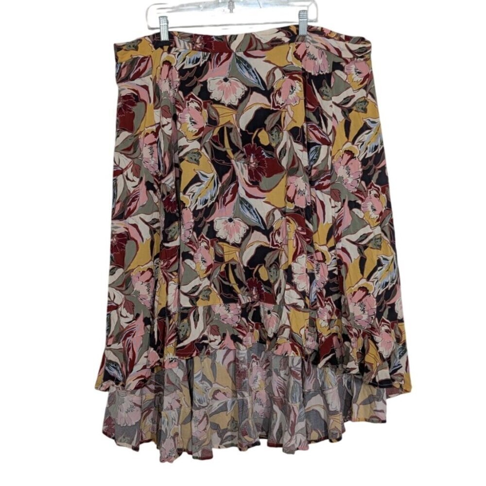 Torrid Floral Challis Hi Low Skirt Womens Plus Size 4X Rayon Casual Pull On